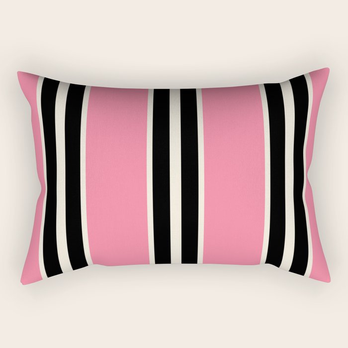 Vertical Stripes Pink and Black Rectangular Pillow Gallery Image 1