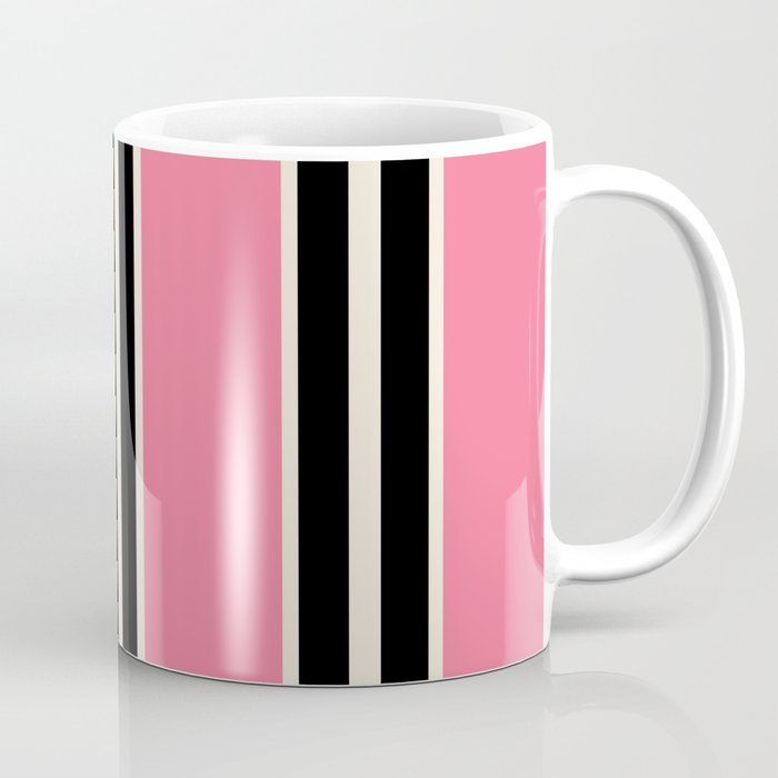 Vertical Stripes Pink and Black Coffee Mug Gallery Image 1