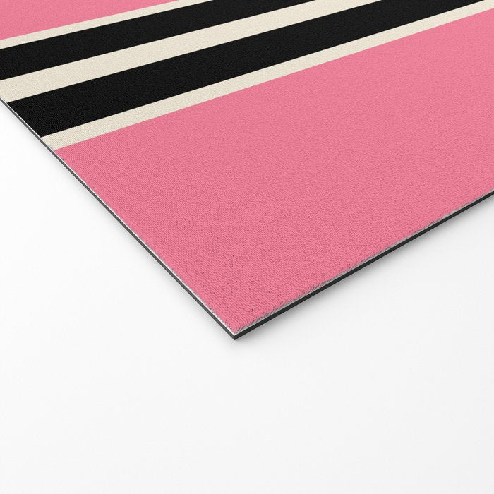 Vertical Stripes Pink and Black Welcome Mat Gallery Image 2