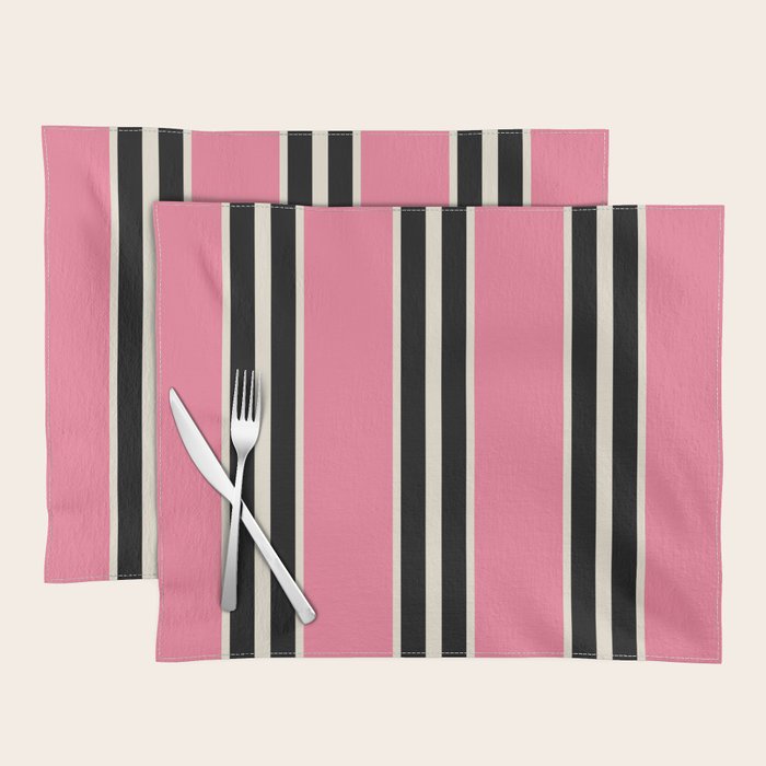 Vertical Stripes Pink and Black Placemat Gallery Image 1