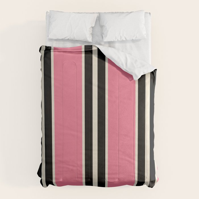 Vertical Stripes Pink and Black Comforter Gallery Image 6