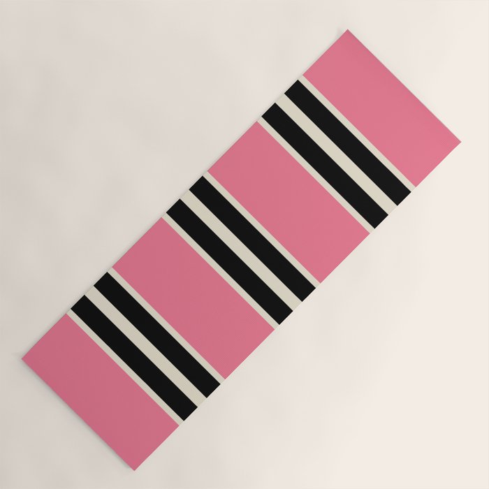 Vertical Stripes Pink and Black Yoga Mat Gallery Image 1