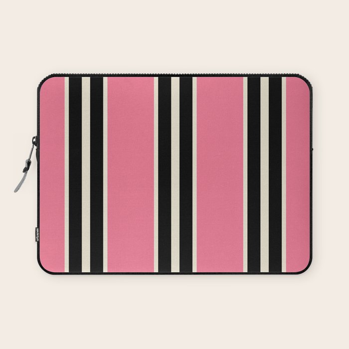 Vertical Stripes Pink and Black Laptop Sleeve Gallery Image 1