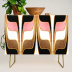 Mid Century Modern Liquid Watercolor Abstract / Faux Gold, Blush Pink, Brown, Black, White / V1 Credenza Gallery Image 1