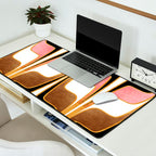 Mid Century Modern Liquid Watercolor Abstract / Faux Gold, Blush Pink, Brown, Black, White / V1 Desk Mat Gallery Image 2