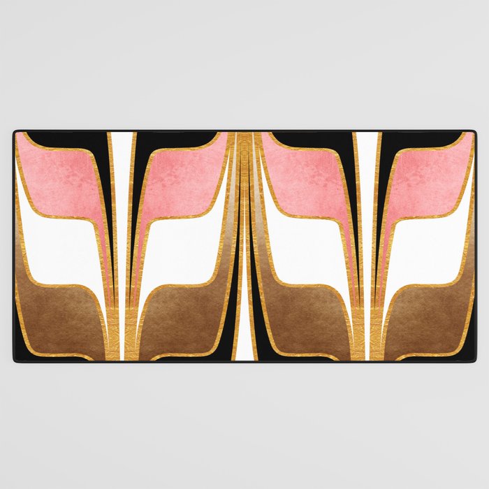 Mid Century Modern Liquid Watercolor Abstract / Faux Gold, Blush Pink, Brown, Black, White / V1 Desk Mat Gallery Image 3
