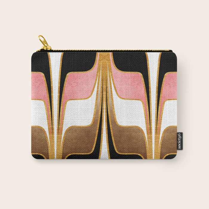 Mid Century Modern Liquid Watercolor Abstract / Faux Gold, Blush Pink, Brown, Black, White / V1 Carry All Pouch Gallery Image 1