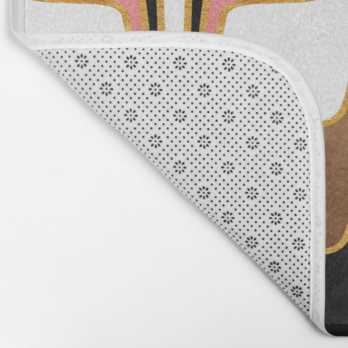 Mid Century Modern Liquid Watercolor Abstract / Faux Gold, Blush Pink, Brown, Black, White / V1 Bath Mat Gallery Image 2