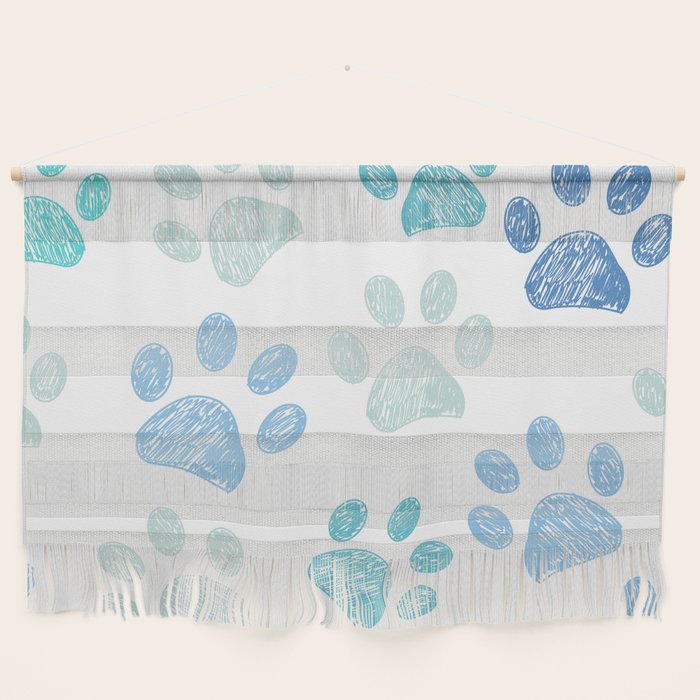 Blue colored paw print background Wall Hanging Gallery Image 1