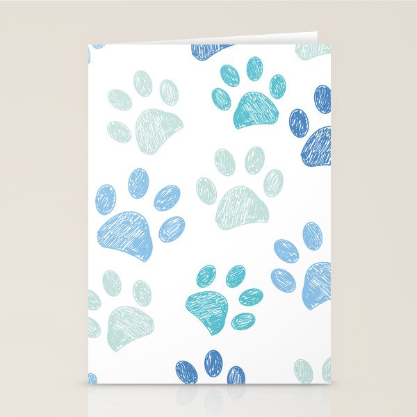 Blue colored paw print background Stationery Card Gallery Image 1