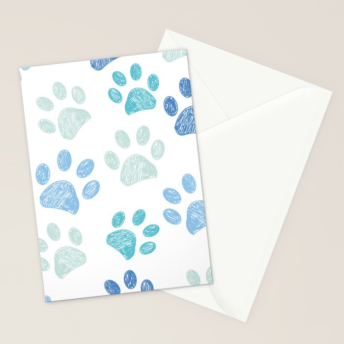 Blue colored paw print background Stationery Card Gallery Image 2