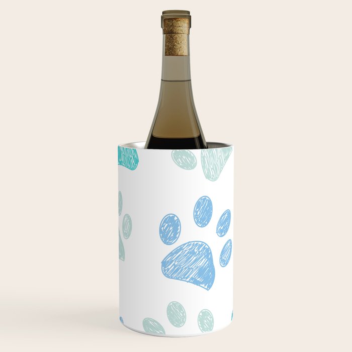 Blue colored paw print background Wine Chiller Gallery Image 2