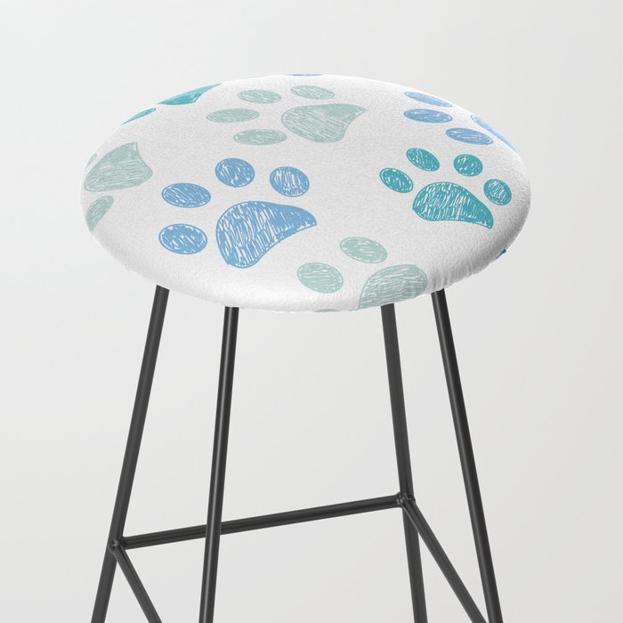 Blue colored paw print background Stool Gallery Image 2