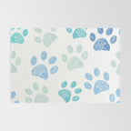 Blue colored paw print background Rug Gallery Image 2