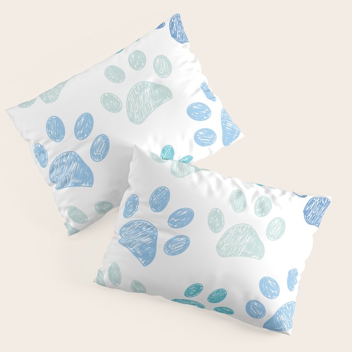 Blue colored paw print background Pillow Sham Gallery Image 3