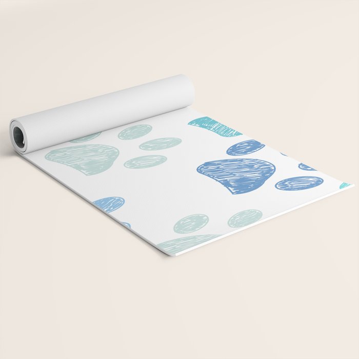 Blue colored paw print background Yoga Mat Gallery Image 2