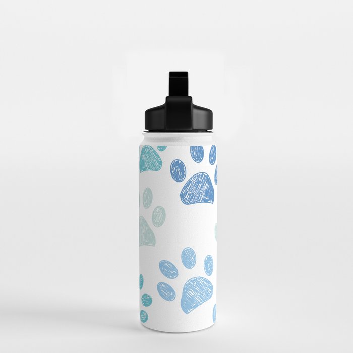 Blue colored paw print background Water Bottle Gallery Image 2