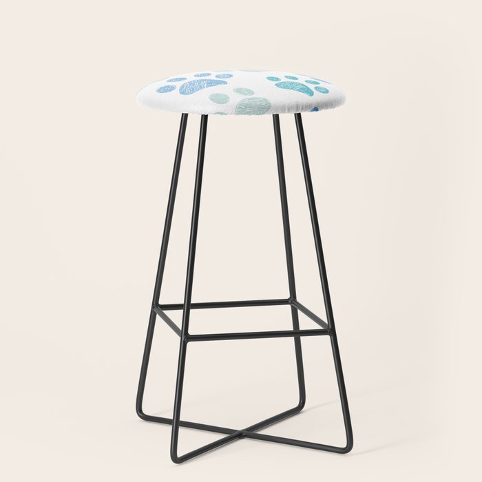Blue colored paw print background Stool Gallery Image 1