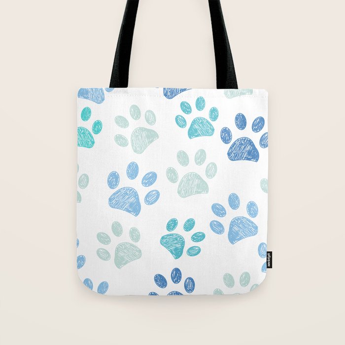 Blue colored paw print background Tote Bag Gallery Image 1