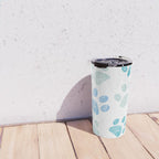 Blue colored paw print background Travel Mug Gallery Image 4