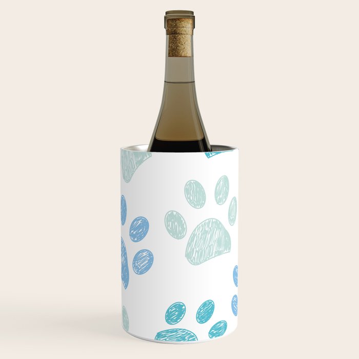 Blue colored paw print background Wine Chiller Gallery Image 1