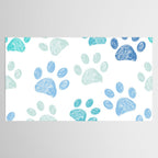Blue colored paw print background Tablecloth Gallery Image 2