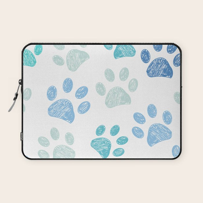 Blue colored paw print background Laptop Sleeve Gallery Image 1