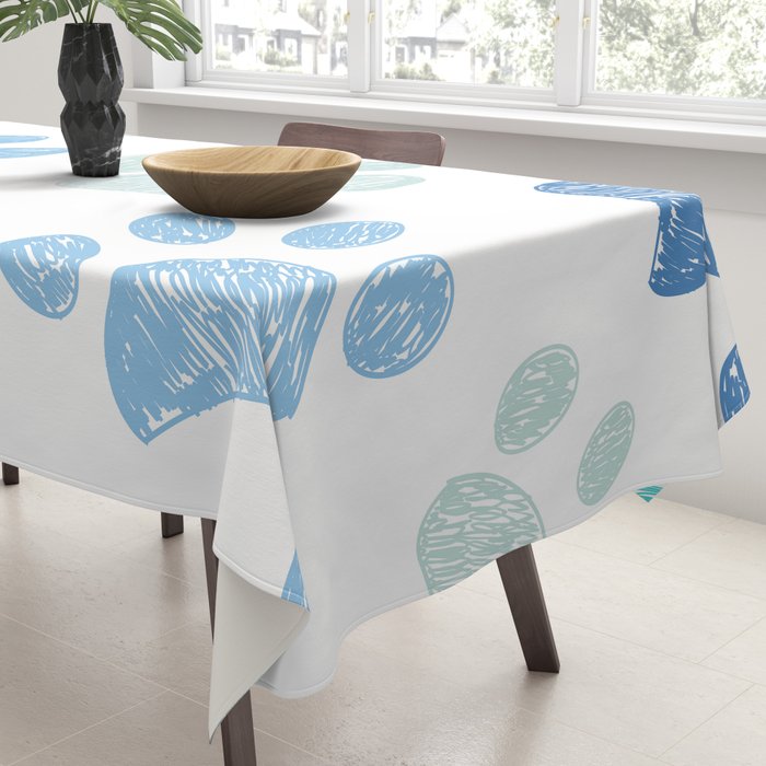 Blue colored paw print background Tablecloth Gallery Image 3