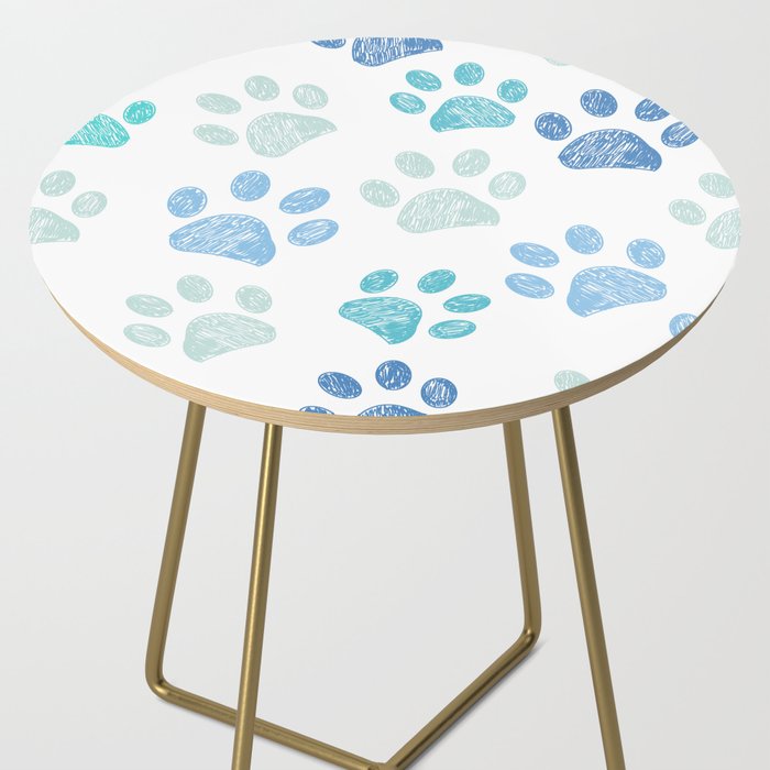 Blue colored paw print background Side Table Gallery Image 2