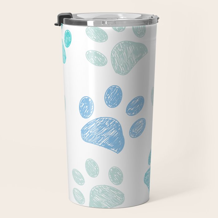 Blue colored paw print background Travel Mug Gallery Image 3