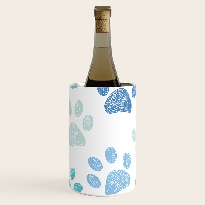Blue colored paw print background Wine Chiller Gallery Image 3