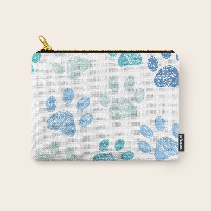 Blue colored paw print background Carry All Pouch Gallery Image 1
