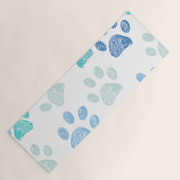 Blue colored paw print background Yoga Mat Gallery Image 1