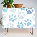Blue colored paw print background Credenza Gallery Image 1
