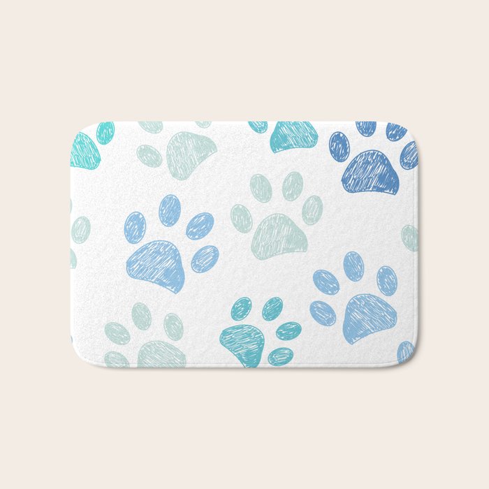 Blue colored paw print background Bath Mat Gallery Image 1