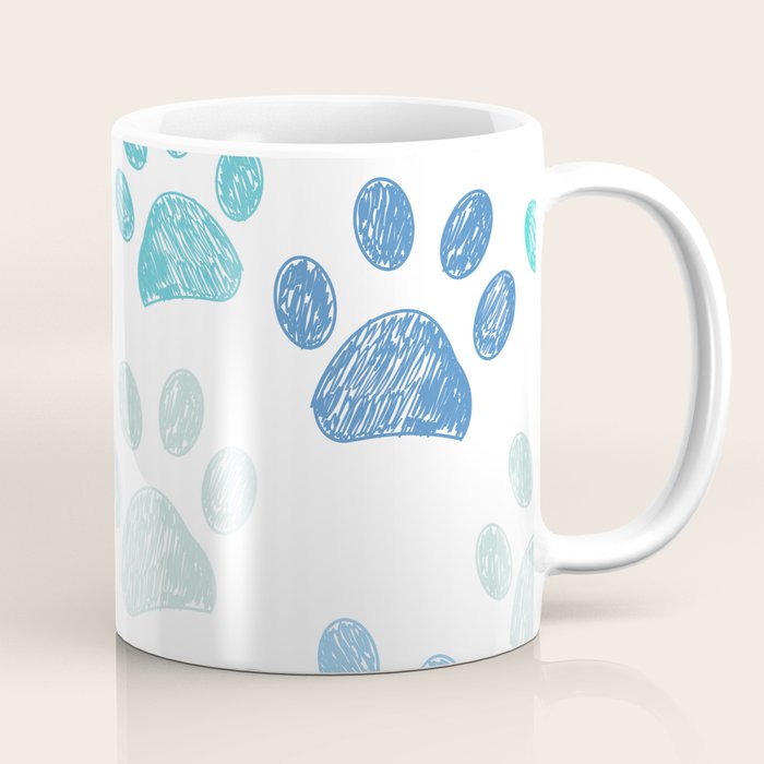 Blue colored paw print background Coffee Mug Gallery Image 1