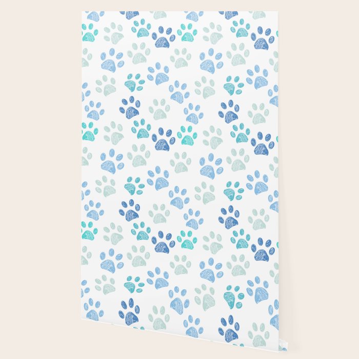 Blue colored paw print background Wallpaper Gallery Image 2