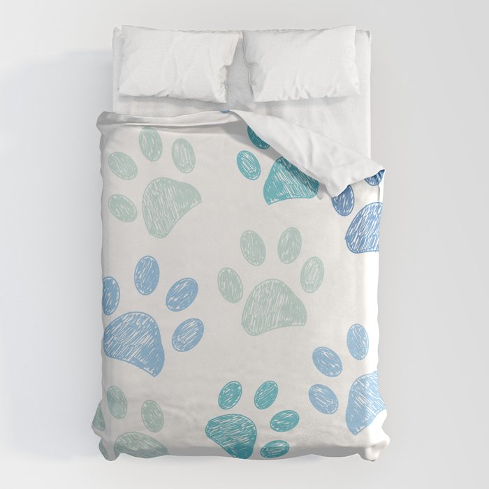 Blue colored paw print background Duvet Cover Gallery Image 6