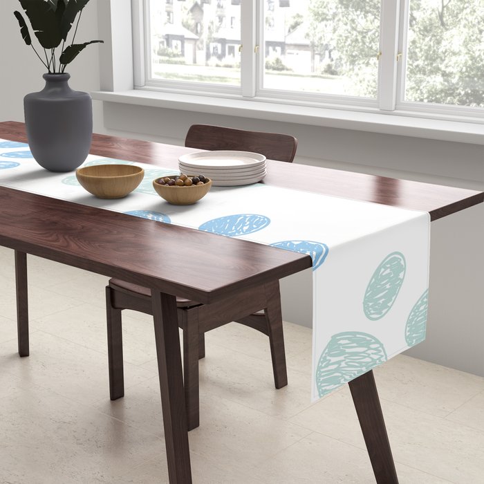 Blue colored paw print background Table Runner Gallery Image 2