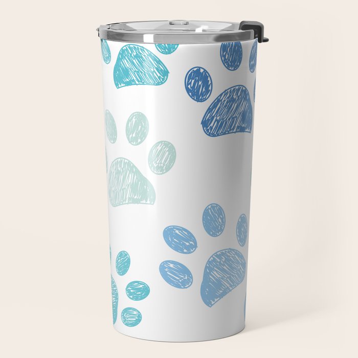 Blue colored paw print background Travel Mug Gallery Image 2