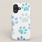 Blue colored paw print background iPhone Case Gallery Image 1