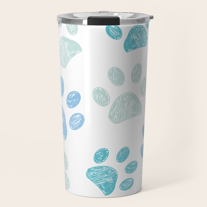 Blue colored paw print background Travel Mug Gallery Image 1
