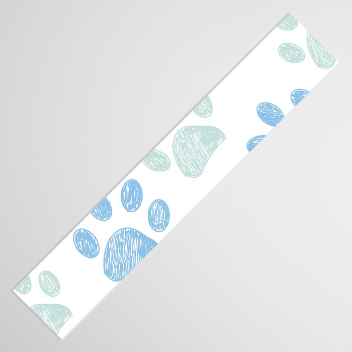Blue colored paw print background Table Runner Gallery Image 3