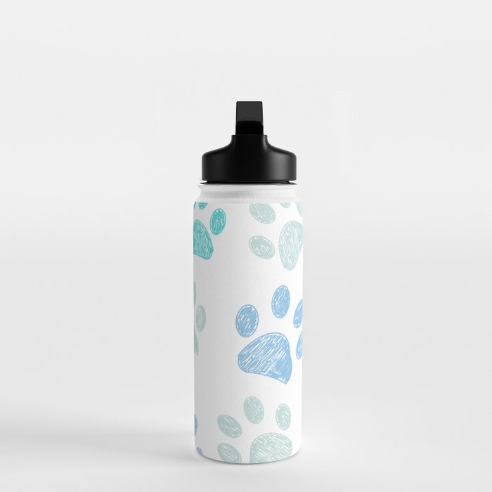 Blue colored paw print background Water Bottle Gallery Image 3