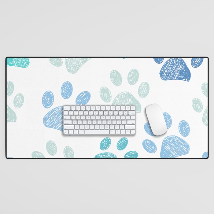 Blue colored paw print background Desk Mat Gallery Image 1