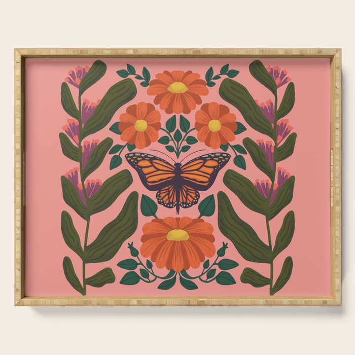 Monarch Butterfly and Milkweed  Serving Tray Gallery Image 1