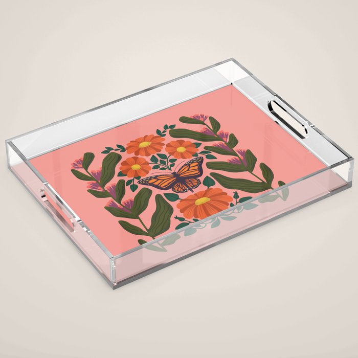 Monarch Butterfly and Milkweed  Acrylic Tray Gallery Image 1