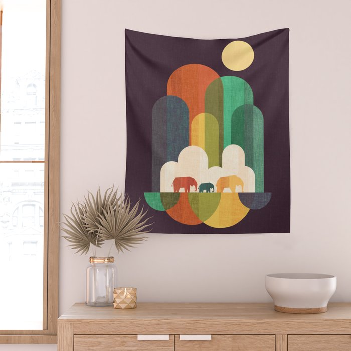 Elephant walk Wall Tapestry Gallery Image 2