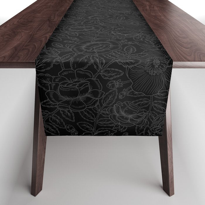 Gothic Country Rose in Black Table Runner Gallery Image 1