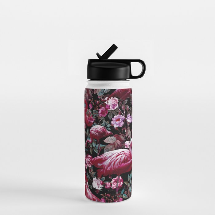 Floral and Flamingo VIII pattern Water Bottle Gallery Image 1